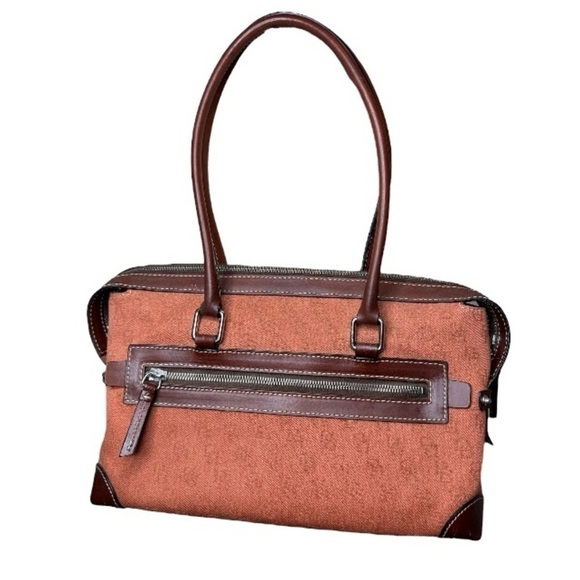 DOONEY & BOURKE VTG Toasty Orange & Chocolate Signature Satchel - Picture 2 of 13